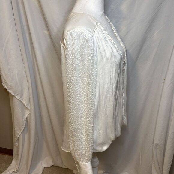 White House Black Market White Lace Boho Layered Blouse Womens Designer - Picture 5 of 6